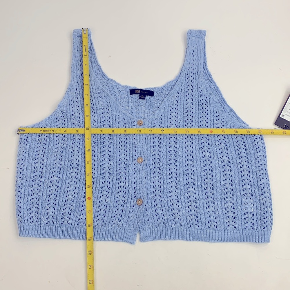 Frye Knit Tank Top XL Slate Blue Button Up New NWT - Picture 10 of 12